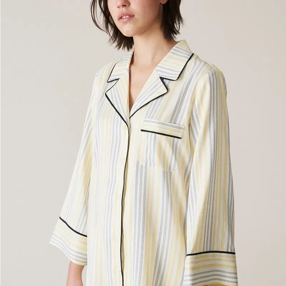 Ganni Other - Ganni Bergamot Silk Yellow Striped Pajama Top 36 Rare